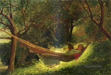 Winslow Homer Painting - Girl in a Hammock Realism painter Winslow Homer